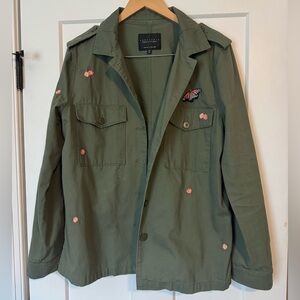 Sanctuary Green Utility Military Oversized Embroidered Lightweight Jacket | Y2K